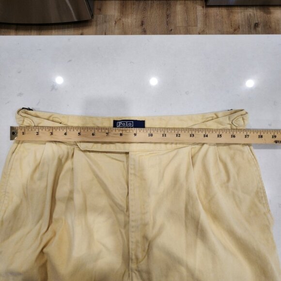Vintage Polo Ralph Lauren Pleated Cuffed Pants Men’s 34x31 Cream 100% Cotton USA - Picture 10 of 16